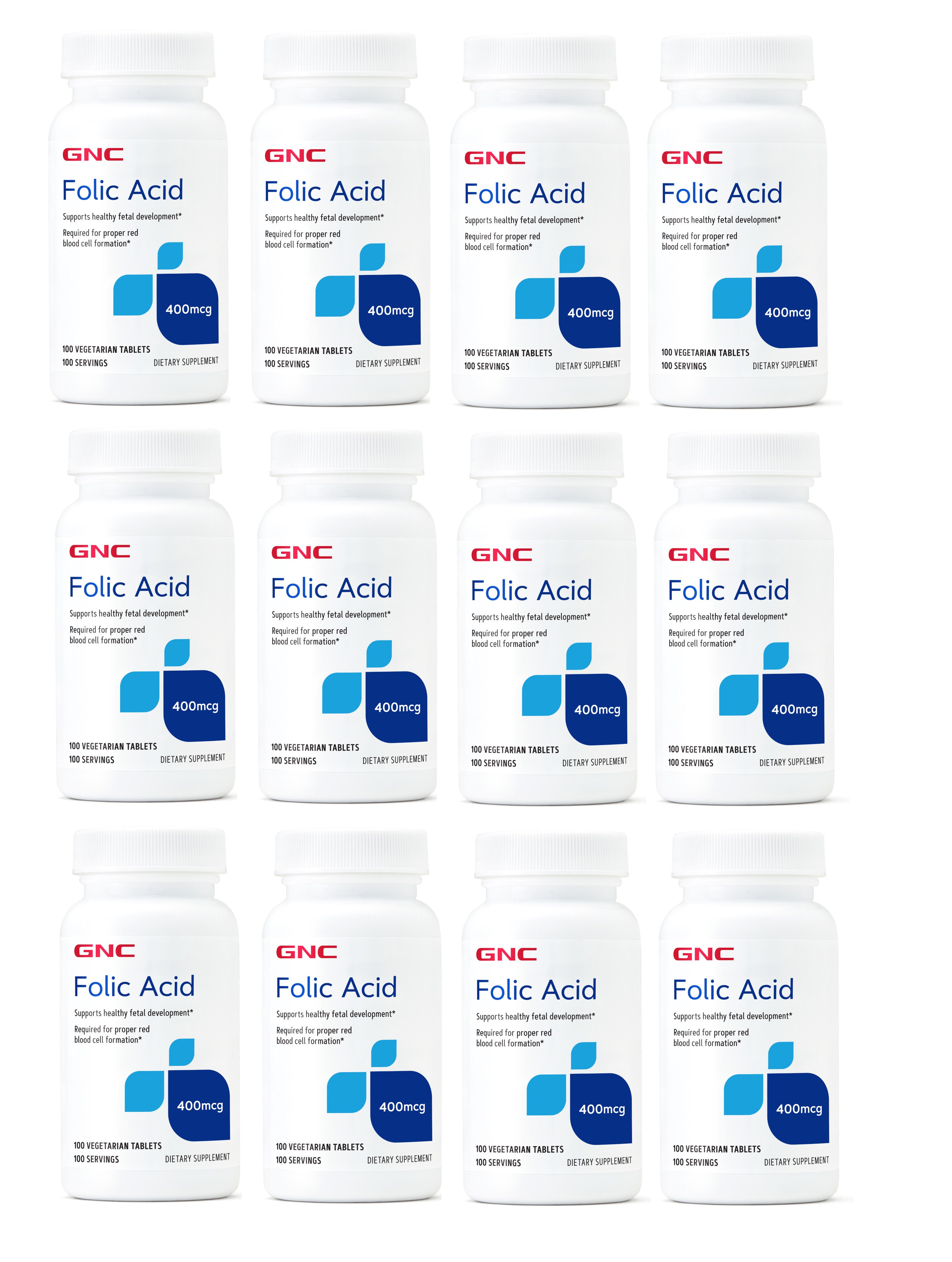 GNC 葉酸 Folic Acid 400 mcg, 100顆(一組12瓶)